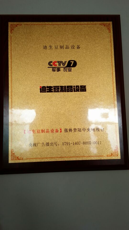 迪生豆制品強勢登陸中央電視臺